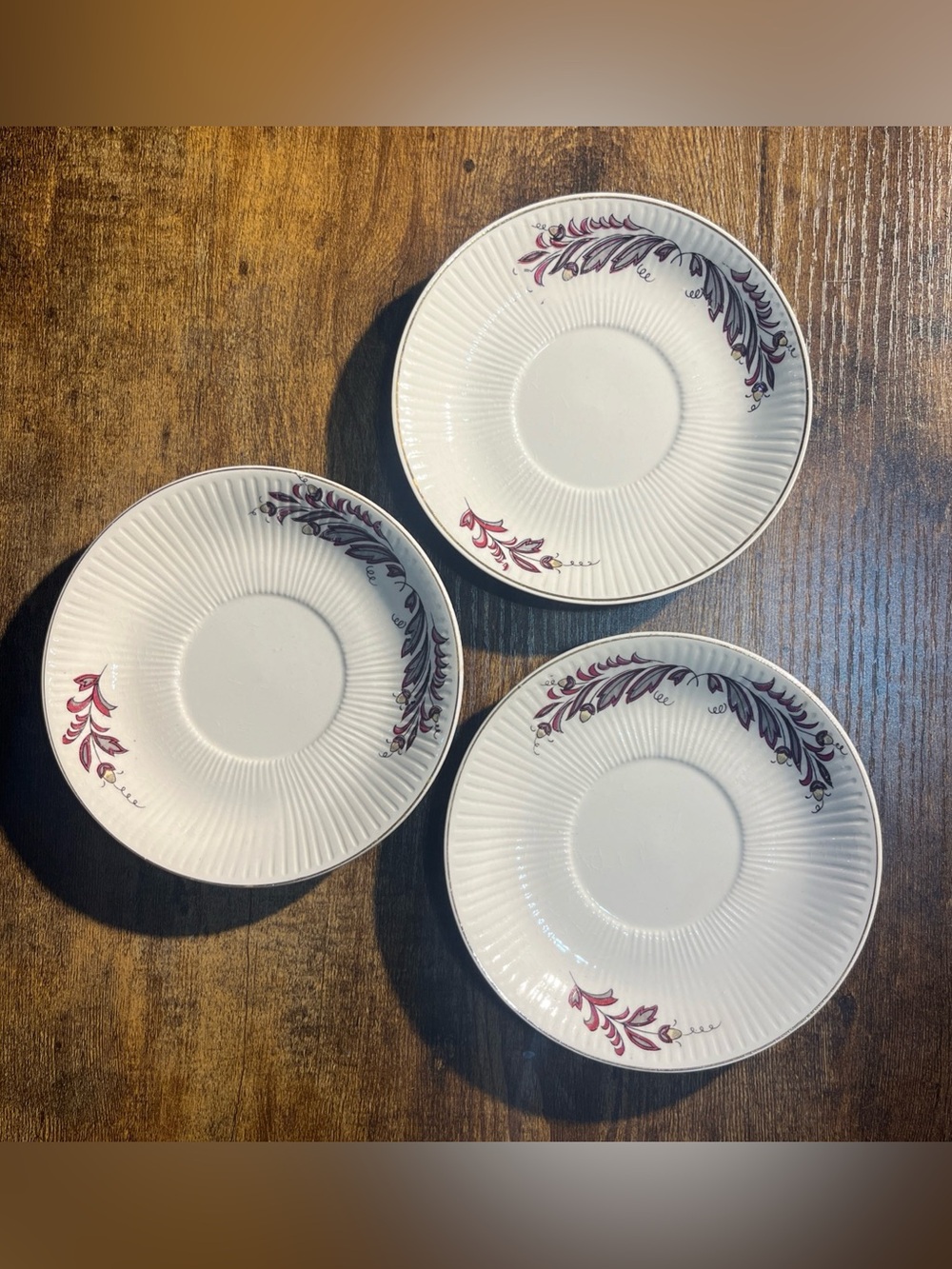 Antique collectible White porcelain saucers made in Japan matches “Rooster” set